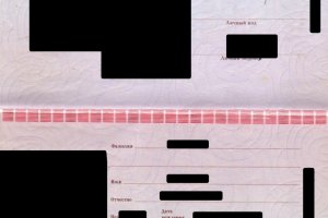 Паспорт РФ, разворот с номером, кем выдан, ФИО, датой и местом рождения